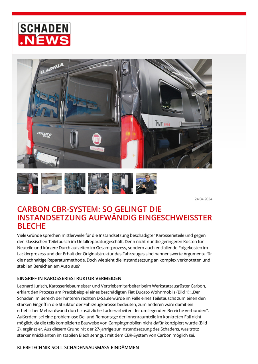 schadennews carbon cbr system instandsetzung fiat ducato